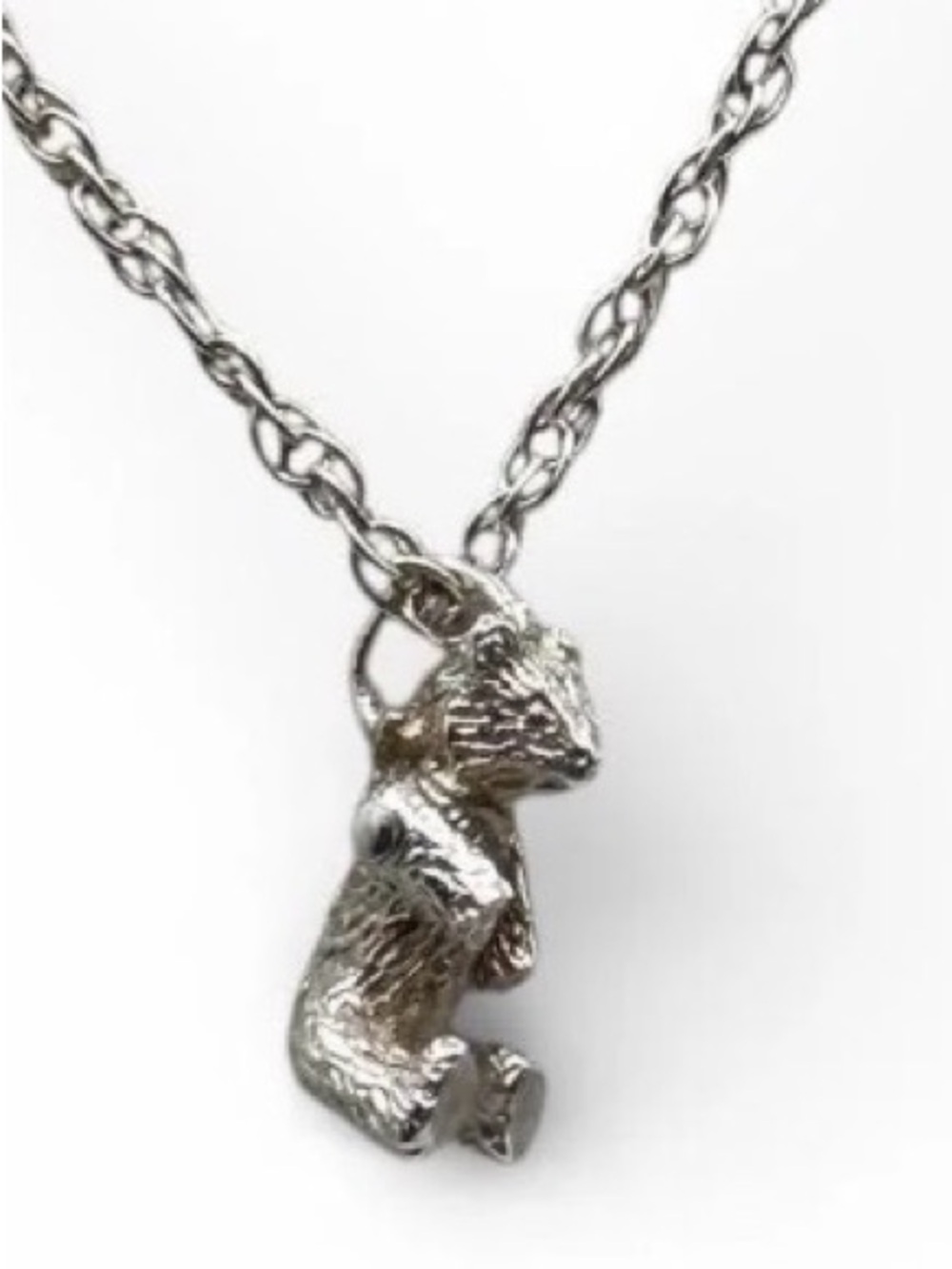 RARE Tiffany & Co Sterling Silver Articulating Swivel Arms Bear Pendant w/Chain